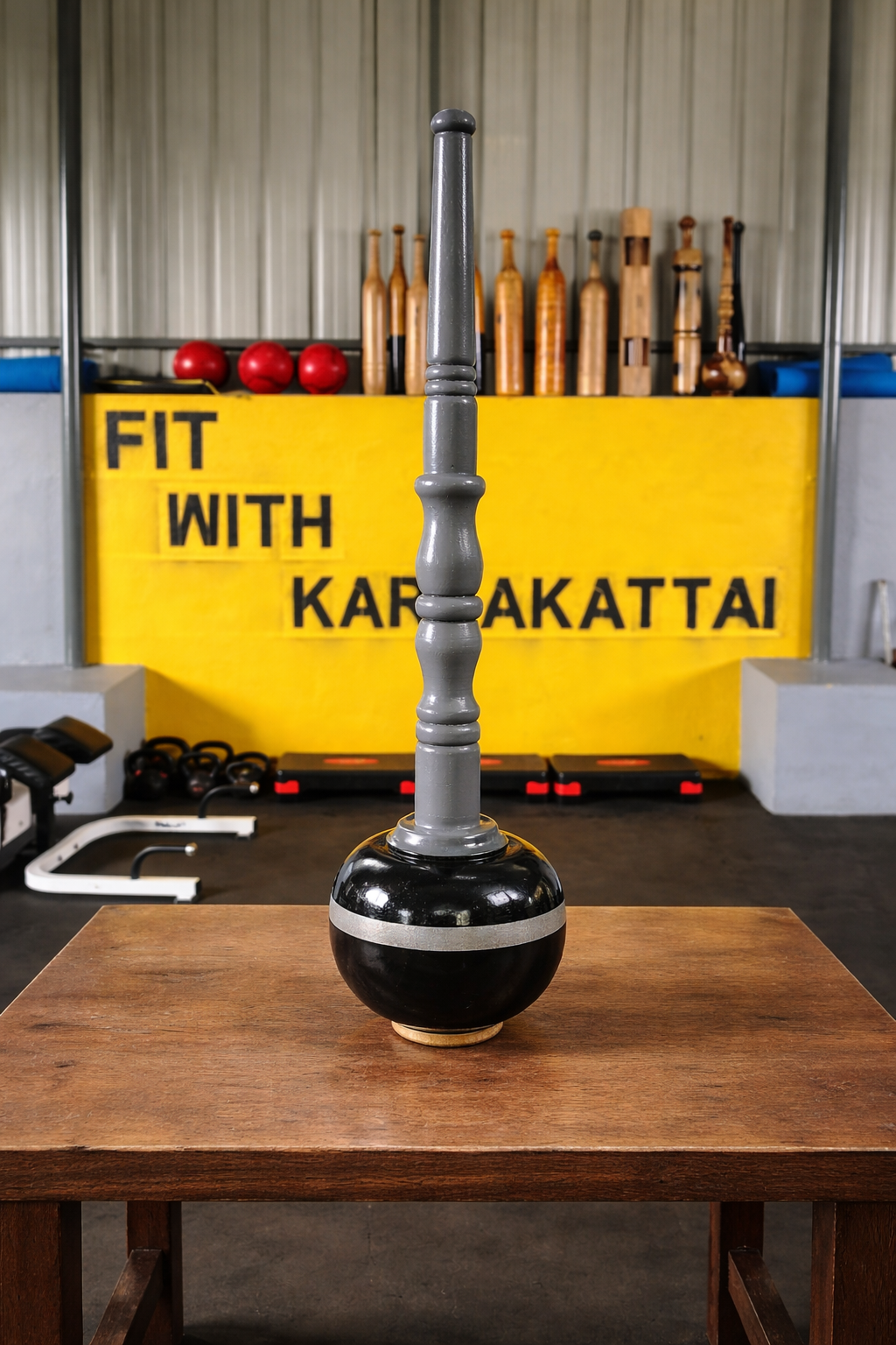 4Kg to 5kg Gada - Black/Grey Painted (Get an Educational Workout Video for "FREE") hover